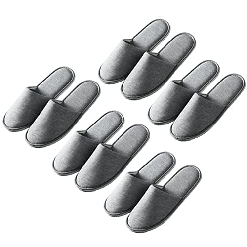 Sobotoo 5 Pairs Disposable Slippers White Non-Slip Closed Toe Slippers Shoes Comfortable Waffle Adult Slippers for Spa Guest Travel Hotel Nail Salon