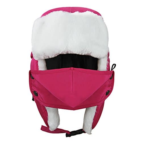 Moonlove Kids Winter Skiing Balaclava Cap Snowboarding Ski Winter Hat with Ear Flap Headwear for Children Boys Girls Rose Red — view 3