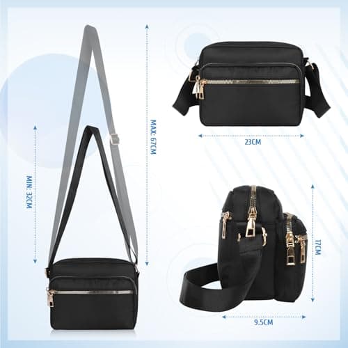 GAOHUI Cross Body Bag Women with Adjustable Strap, Multi-Pocket Nylon Waterproof Shoulder Bag Black Handbag Anti Theft Ladies Bags for Women Girl Travel Daily Use — view 5
