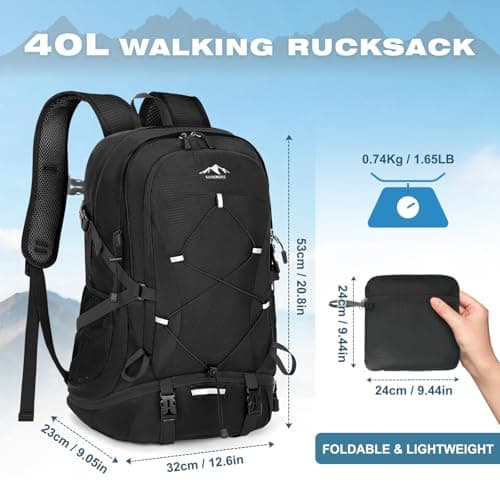 RAINSMORE Hiking Backpack 40L Foldable Lightweight — view 6