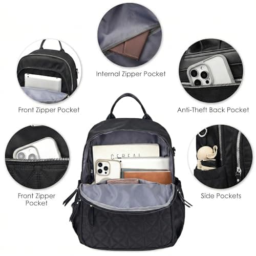 JANSBEN Small Backpack for Women, Elegant Anti-Theft Rucksack, Water Resistant Mini Daypack, Ladies Backpack Handbags for Travel, Work and School — view 5