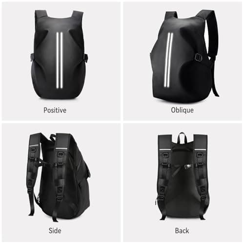 HYC00 Motorcycle Backpacks for Men Women Waterproof Motorbike Helmet Bag, Large Motorbike Helmet Backpack Reflective, Motorcycle Accessories, Travel Rucksack Cycling Backpack Bike Outdoor Bags,Black S — view 6