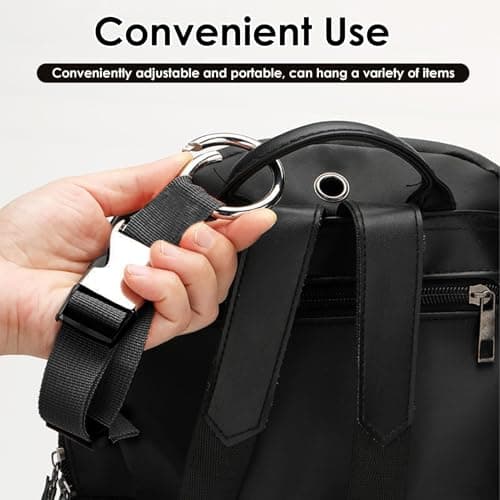 Add a Bag Luggage Straps Heavy Duty Baggage Suitcase Belts Jacket Gripper Holder Adjustable Fixed Clip Straps with D-Ring Buckle&Hook Carry Clip Strap Travel Accessories for Bag,Coat,Backpack, Black — view 3