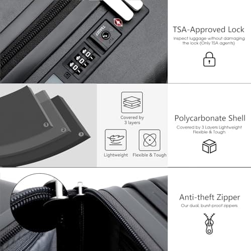 LIGHTGO 20" Hardside Cabin Case, TSA Lock, Brake Spinner Wheels — view 6
