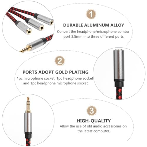 Beaupretty Earphone 3.5mm 3-way Splitter Cable Red Audio Extension — view 5
