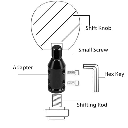 Yiranfuyao M12x1.25 Universal Car Gear Shift Knob Adapter, Upgraded Aluminum Gear Stick Shifter Adapter with 4 Fittings for Non Threaded Shifter — view 6