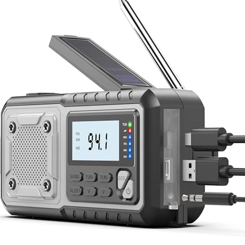 SIYEGK NOAA AM FM Emergency Weather Radio 5000mAh with Solar Hand Crank for Men Dad Husband Cool Gadgets NOAA AM FM Portable Battery Weather Warning Radios with Flashlight Perfect Gift