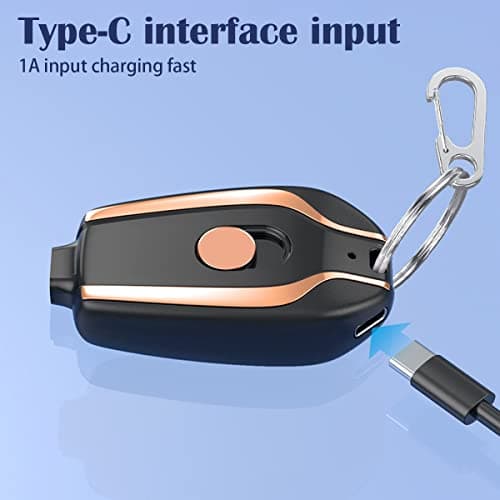 Keyring Power Bank 1500mAh Mini Power Emergencies Pod Keychain Portable Charger Ultra-Compact Fast Charging Key Chain Phone Charger Type-C Mini Power Emergency Charger for Android — view 4