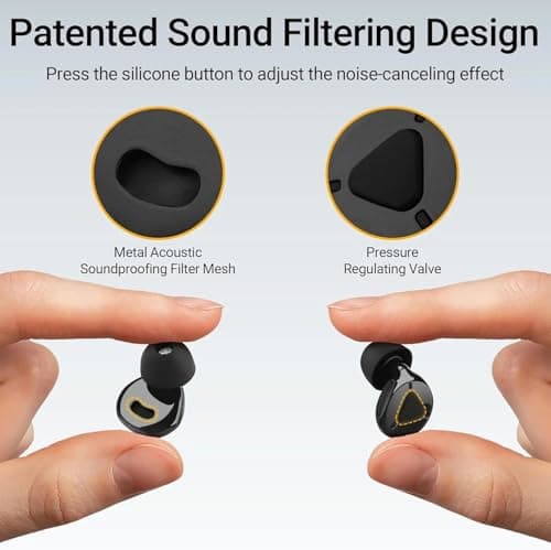 Tranquil Noise Filtered Earplugs – Up to 42 dB Noise Reduction, Reusable Silicone Plugs with Advanced Filters, 4 Sizes for Custom Fit, Cord & Case – Perfect for Concerts, Sleep, Travel, Work — view 3