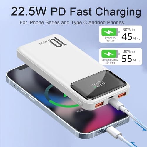 Power Bank 10000mAh, 5V/2.4A Dual USB A Fast Charging Portable Charger, Slim Lightweight External Battery Pack for iPhone 14 13 12 11 iPads Android and More — view 3