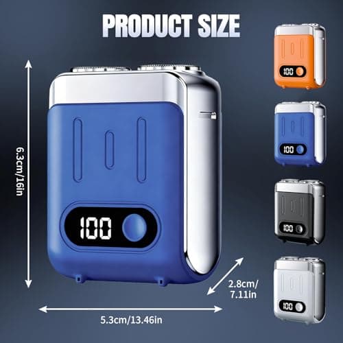 Mini Electric Razor for Men, 2025 New Portable Razors for Men IPX7 Waterproof, Type-C Fast Shavers Cordless Rechargeable, Beard Trimmer, Magnetic Double Head Shavers for Home or Travel (Blue) — view 2