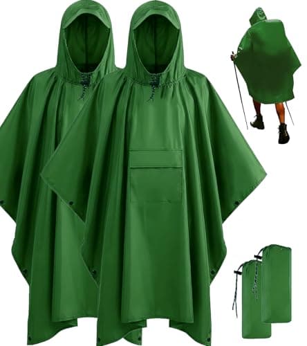 Stathmon 2 Pack Poncho Waterproof Adult - PU8000mm Reusable Rain Poncho