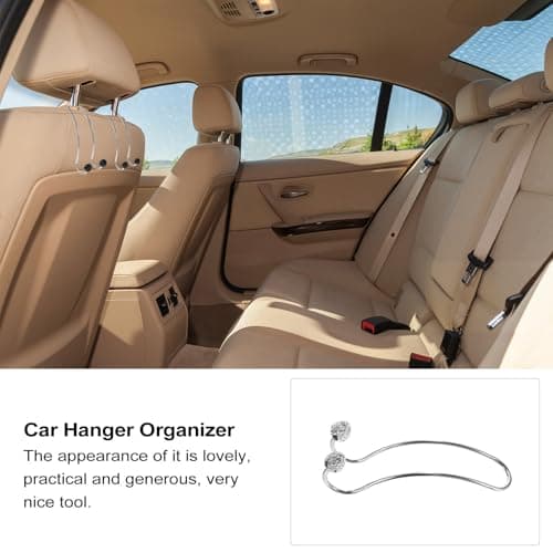 2pcs Car Back Seat Hanging Hooks Set Stainless Steel Rhinestone Black — view 4