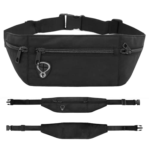 SAWANS Running Belt Bum Bag Waist Pack Ultra-Light Fitness Belt Water Resistant Running for All Smartphone Up to 6.9 inch Jogging Exercise - Anti Theft Travel Wallet for Unisex Waistband (Black) — view 3