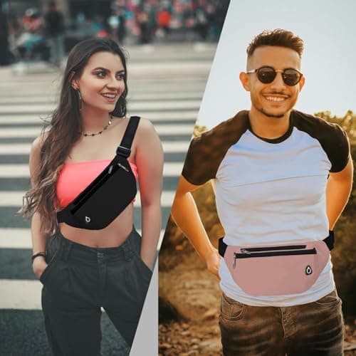 Rosoz Bum Bag, Belt Bag Women's Bum Bag Men's Gifts Sports Hip Bags for Outdoor Travel Running Cycling, rose — view 5