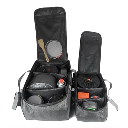YUYTE Camping Cooking Utensils Set Bag, Camping Storage Bag with Movable Partitions for Campers and Backpackers, for Travel, Picnics, Camping, BBQs (L) — view 5