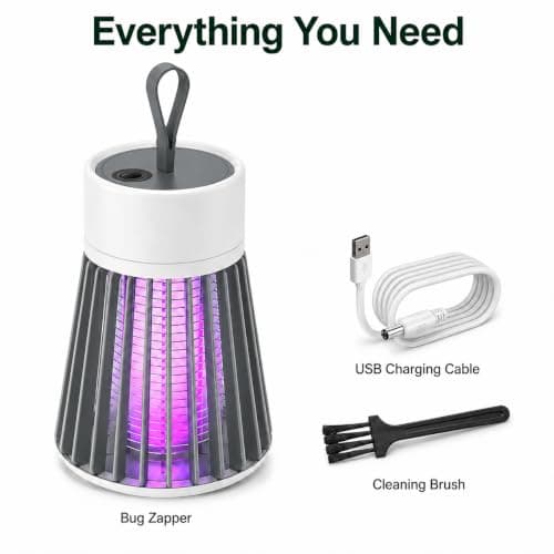 USB Rechargeable UV Bug Zapper Mosquito & Fly Trap, Portable Electric Insect Killer Lamp with Hanging Loop for Camping, Bedroom, Patio & Indoor Outdoor Use — view 2