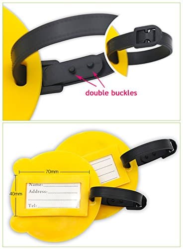 Travel Luggage Tags, Face Suitcase Travel ID Label Tags Holders, PVC Identifier Label Holders for Backpack(4 Pack Yellow) — view 4