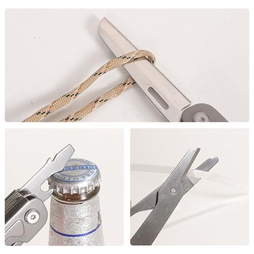 HONZIN Camping Multi Tool, 9 in 1 Pocket Multitool, Stainless Steel Multitool with Scissors, Bottle Opener, Rope Cutter, Whistle for Outdoor Survival Emergency, Hiking, Hunting, Gifts for Men — view 4