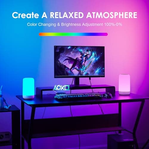 PIKOY Rechargeable Lamp, RGB & 10 Brightness LED Touch Night Light, 2400mah Cordless Battery Lamp for Bedroom & Portable Touch Lamps Bedside, Fun Gifts for Women, Baby, Kids, Bedroom, Living Room — view 4