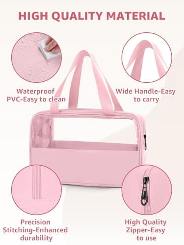 Laxee Clear Toiletry Bag 3 Pcs for Women Men, Large PVC Waterproof Wash Bag with Zip and Handle, TSA Approved Travel Toiletry Bags, Portable Cosmetic Bags Makeup Bag for Travel Business Holiday(Blue) — view 6