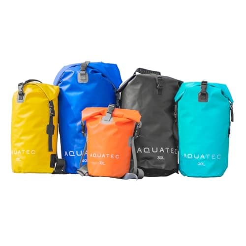 AQUATEC Waterproof Dry Bag Rucksacks - 5x Sizes: 10L, 15L, 20L, 30L & 40L | Double Shoulder Strap Backpack | Perfect for Boating/Kayaking/Hiking/Camping (30L | Black)