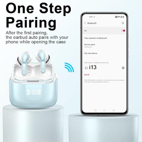Ordtop Bluetooth 5.4 Earbuds, 50+Hrs Wireless Headphone, 6D-Stereo Earphone — view 6