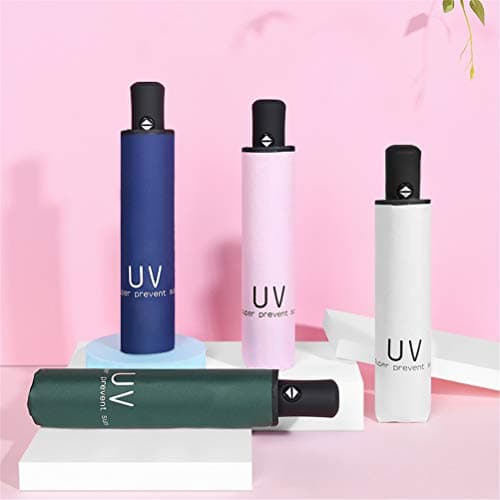 Maibar Sun Umbrella UV Protection SPF 50 Travel Folding Automatic Mini Umbrellas for Women Handbag Size Travel Parasol (Silver White) — view 5