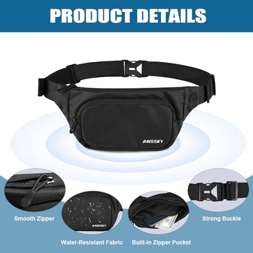 HAISSKY Running Belt Bum Bag, Water-Resistant Waist Pack Adjustable Fit — view 6