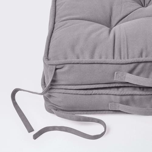 HOMESCAPES Grey Travel Booster Cushion Large Firm 50cm Square Seat Pad and Backrest Luxury Thick Soft Charcoal Grey Cotton Supportive Car Cushion For The Elderly, Post-Operative and Lumbar Support — view 5