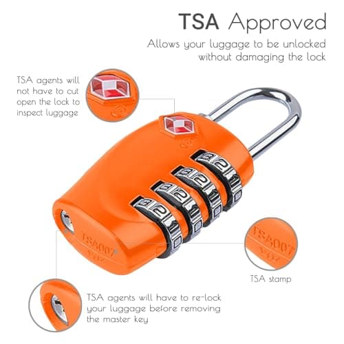 CFMOUR Suitcase Locks, TSA Approved Luggage Locks, 4-dial, Orange, 2 Pcs — view 3