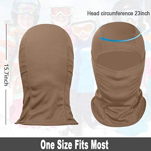 Achiou Balaclava Face Mask, Ski Mask UV Protector Lightweight for Motorcycle Cycling Running Khaki — view 4