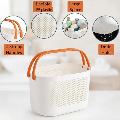 AVLA 4 Pack Portable Shower Caddy Basket, Plastic Storage Organizer Baskets with Handles, Caddy Drainage Organizer Bin, Dorm Shower Basket for Bathroom, Kitchen, Closet, Bedroom, College, Gym, Camp — view 3