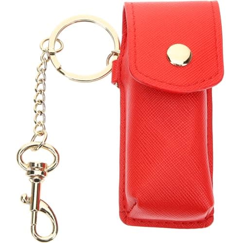 SAFIGLE Keychain Lipstick Holder Portable Pu Leather Red Lip Bag