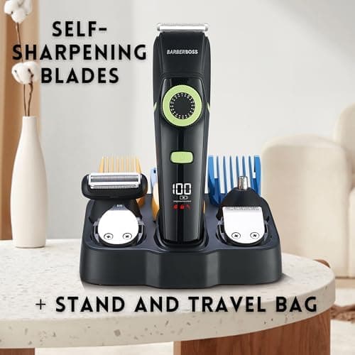 BarberBoss Men's Grooming Kit – Beard Trimmer Men, Hair Clippers Men, Nose Trimmer, Detail Trimmer, Waterproof, Rechargeable Grooming Set — view 6