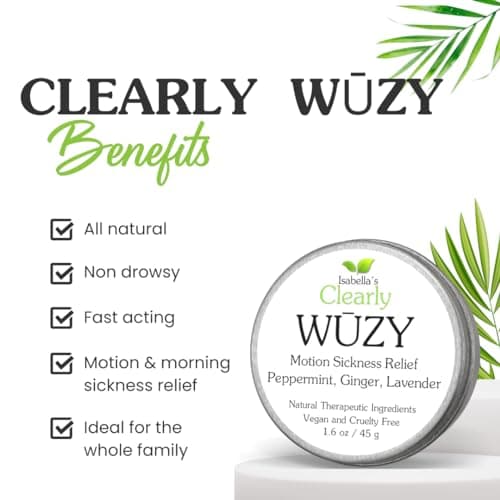 Clearly WŪZY, Aromatherapy Herbal Anti Nausea Rub | Relief for Morning and Motion Sickness, Dizziness, PMS, Travel | Natural Remedy with Ginger, Peppermint, Lavender | Made in USA — view 2