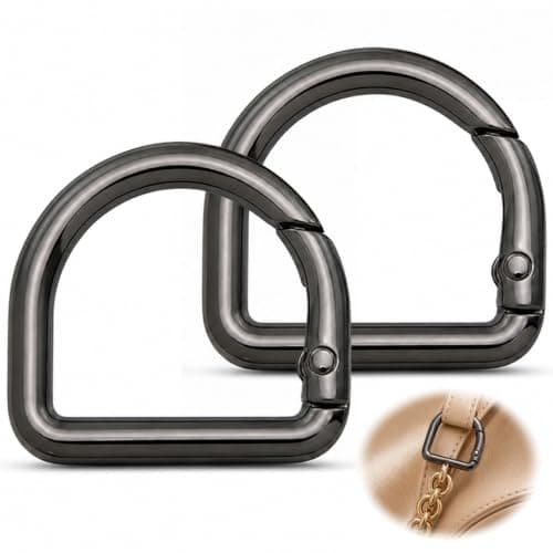 Shentu Heavy-Duty Zinc Alloy Anti-Fade D Ring Carabiner Clips, 2pcs Metal Spring Open Buckles for Purse Strap Replacement, Small D Shaped Bag Clasp Connector Repair Keyring for Handbag Backpack — view 2