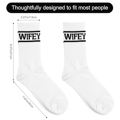 Mikovivi Wifey Socks, Soft Stylish Newlywed Socks Honeymoon Essentials White with Black Text Keepsake for Women Anniversary — view 3