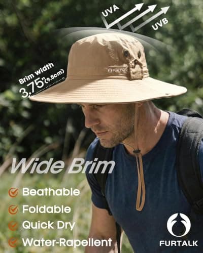 FURTALK Sun Hats for Men Fishing Hat UPF Protection Wide Brim Bucket Hat — view 3