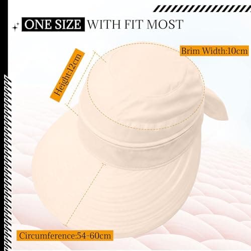Cocila Packable Sun Hats for Women UK, 2 in 1 Foldable Ladies Sun Hat,Wide Brim UV Sun Protection Summer Beach Hat for Travel & Outdoor Beige — view 6
