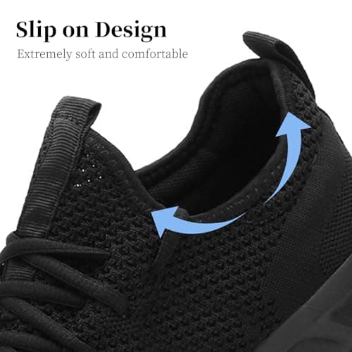Womens Trainers Running Shoes Ladies Walking Slip on Shoe Black Size 4 — view 5