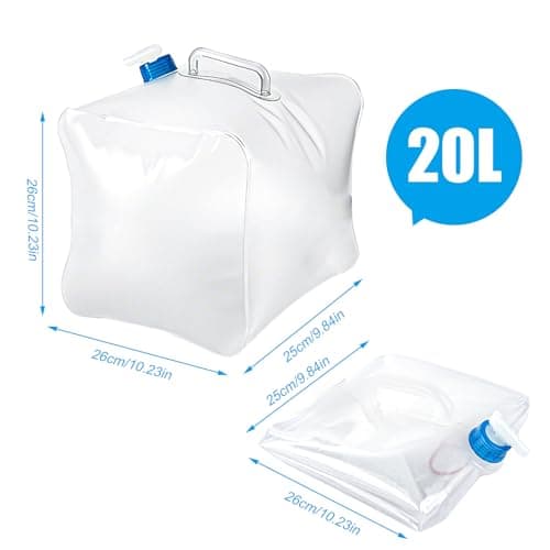 LDHHYH 2PCS 20L Collapsible Water Container with Tap and Lid, Foldable Water Carrier with Handle, Clear Plastic Portable Water Storage Tank for Outdoor Camping Hiking Emergency Use — view 2