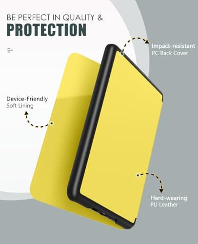 MoKo Case for 7" Kindle Paperwhite 12th Gen&Colorsoft 2024, Light Yellow — view 3