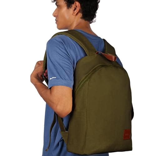 WooStyle Premium Cotton Canvas Backpack – Stylish, Lightweight, Multifunctional Laptop Bag, Extra Capacity. Fits 13”-15” inch Laptops. Unisex, All Ages. Includes Matching Pouch (Olive Green) — view 6