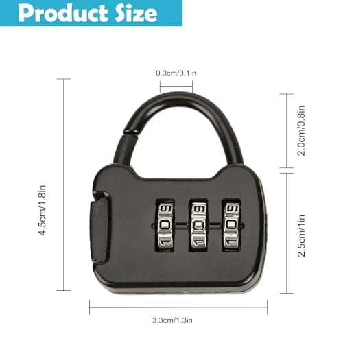 2 Zinc Alloy Suitcase Padlock Set, 3-Digit Combination Locks for Travel — view 5