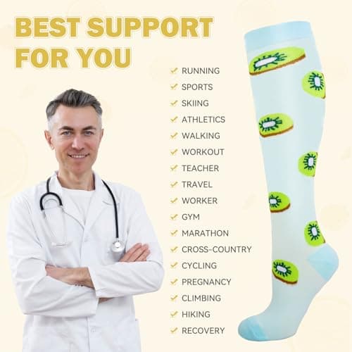 Compression Socks for Women & Men 6 Pairs 20-30 mmHg Travel Flight Socks — view 4