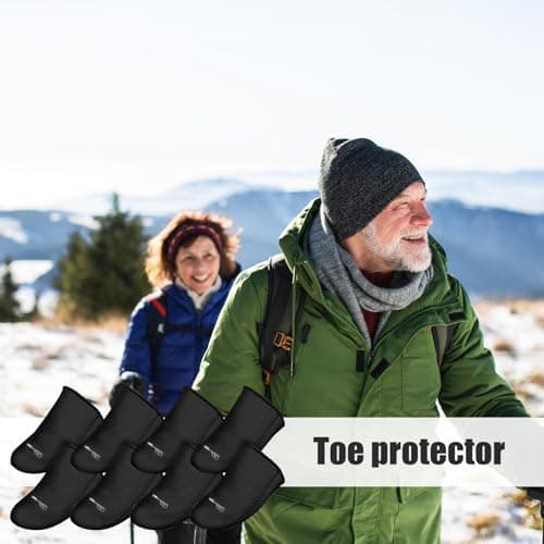 Neoprene Toe Covers 4 Pairs Winter Thermal Feet Warmers Elastic Toe Warmers for Cycling Running Hiking Ice Baths, Black — view 3