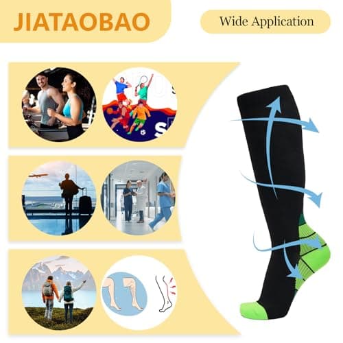 JIATAOBAO Compression Socks for Men & Women 20-30 mmHg Medical Grade – Graduated Support for Running, Travel, Nursing & Pregnancy Boost Circulation, Reduce Swelling, Anti-Slip Design (green, L/XL) — view 5