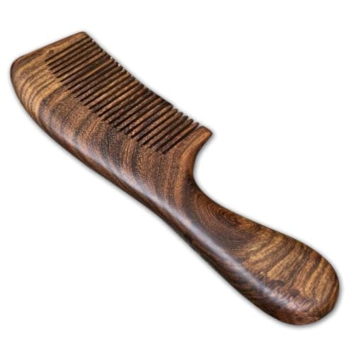 Zanthicia Handcraft Sandalwood Sandal Wood Handmade Comb Unisex Lightweight Travel Combs with Handle Camping Accessories