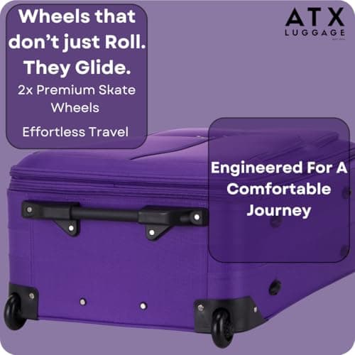 ATX Luggage 26” Medium Suitcase Expandable Durable Lightweight Suitcase with 2 Wheels & Built-in 3 Digit Combination Lock (Purple, 79 Liter) — view 4